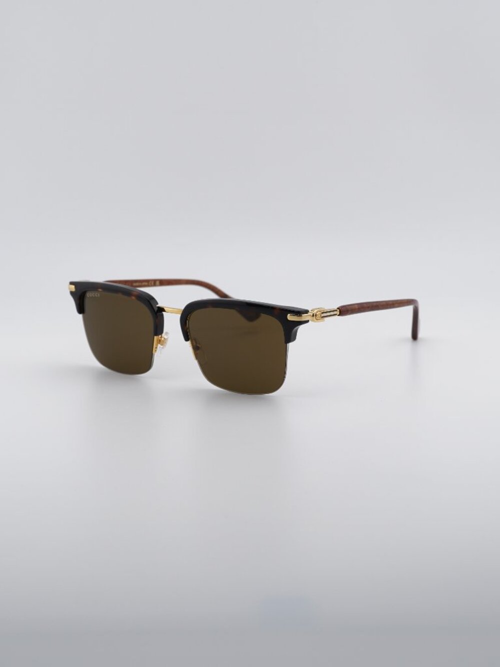 Gucci GG1363S 002 Sunglasses Havana / Gold Square Frame, Brown Lenses